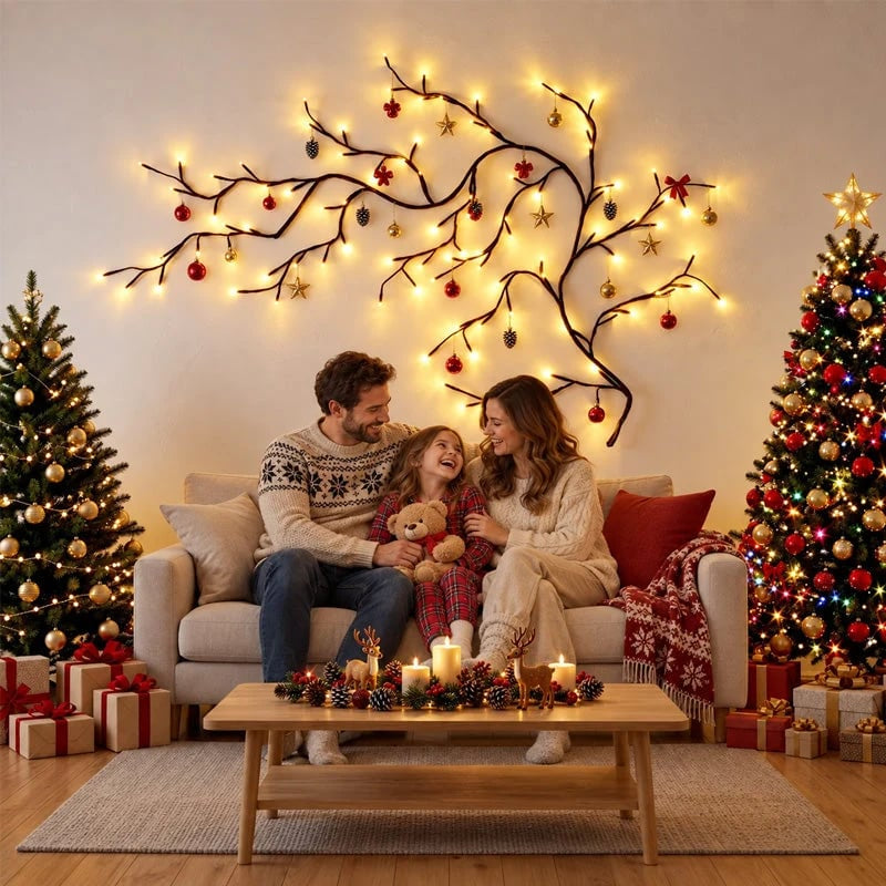 Flexible LED Branch Wall Lights ✨ – Remote-Controlled Glow for Seasonal Decorating