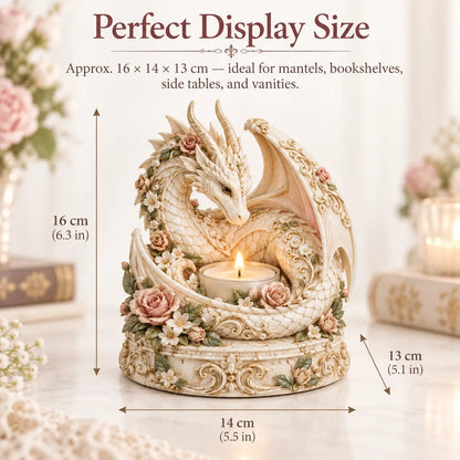 🐉 Floral White Dragon Tea Light Candle Holder