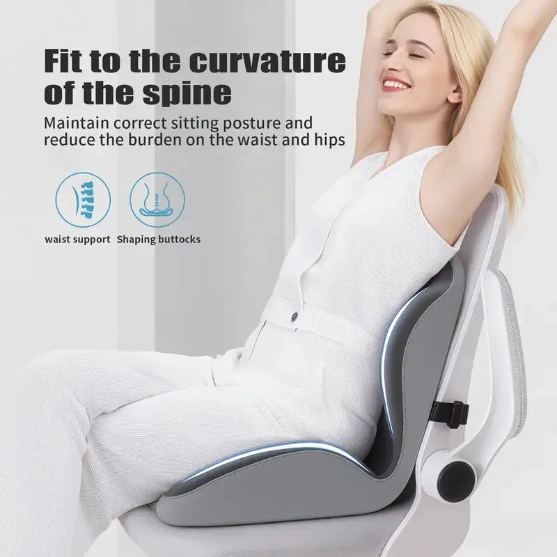 ❤️ Sit Better All Day – Contoured Memory Foam Seat & Lumbar Support Set for Pressure Relief