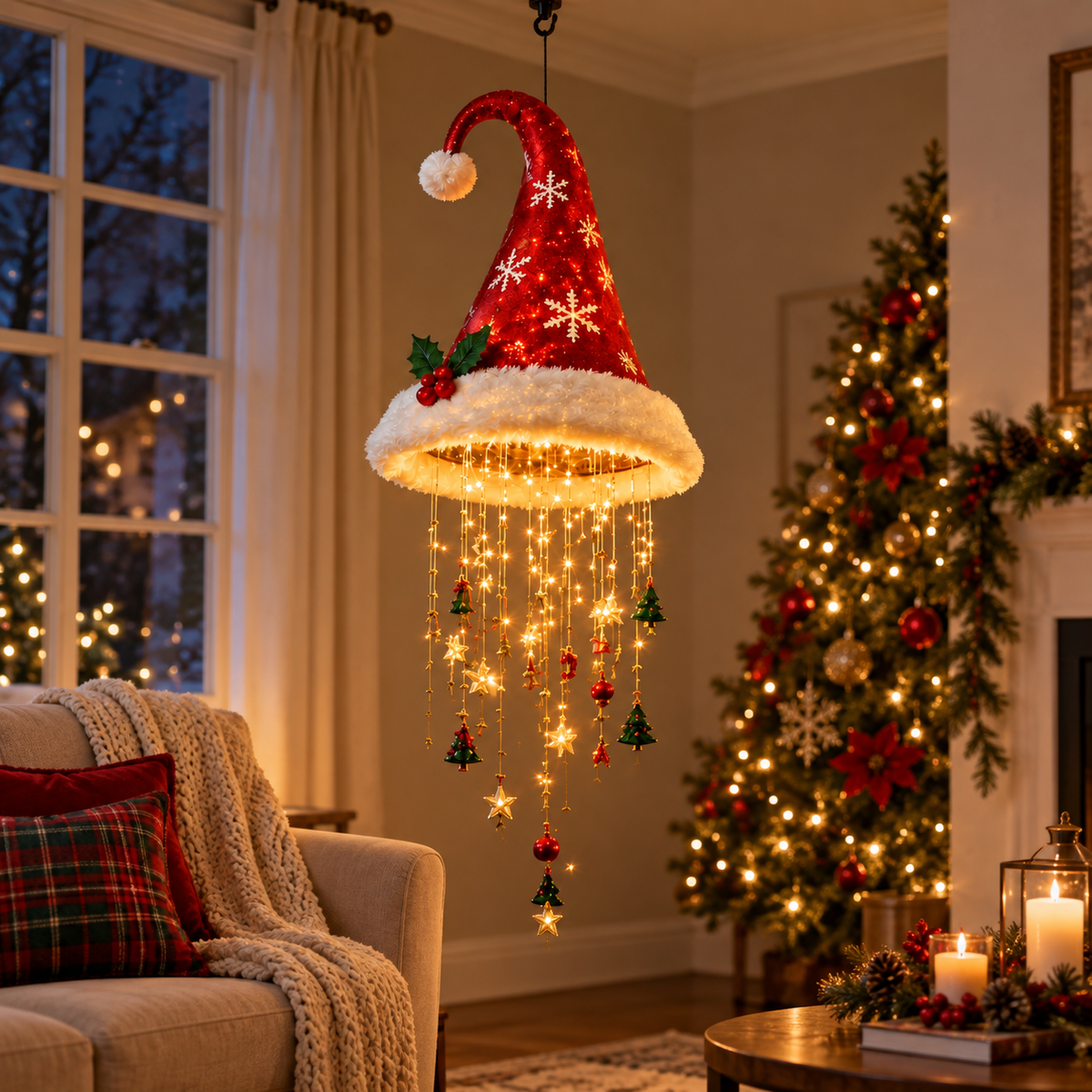 ⏰ LAST DAY 50% OFF🎅Hanging Lighted Santa Hat LED Christmas String Lights for Holiday Decor