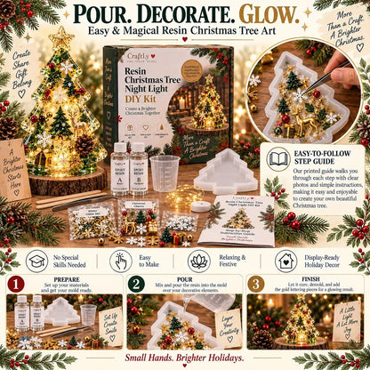 ✈️ Buy 2+ Get Free Shipping🎄✨ DIY Christmas Glow Tree – Beginner-Friendly Resin Craft Kit with Lights & Festive Decorations