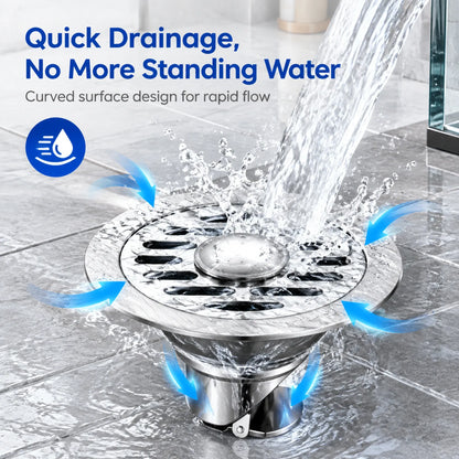 Stainless Steel Floor Drain 🚿 – 3.94" Gravity Seal with Hair Filter & Odor Control