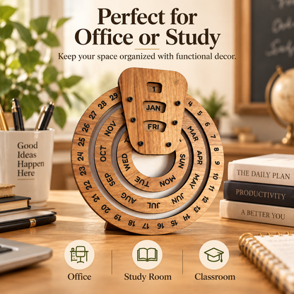 📅 Everlasting Wooden Calendar – Reusable Desk Organizer for Home or Office Decor