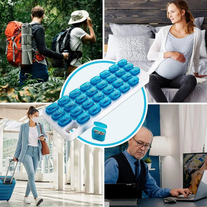 31-Day Pill Organizer 💊 – Easy-Open Removable Pods with Travel Case