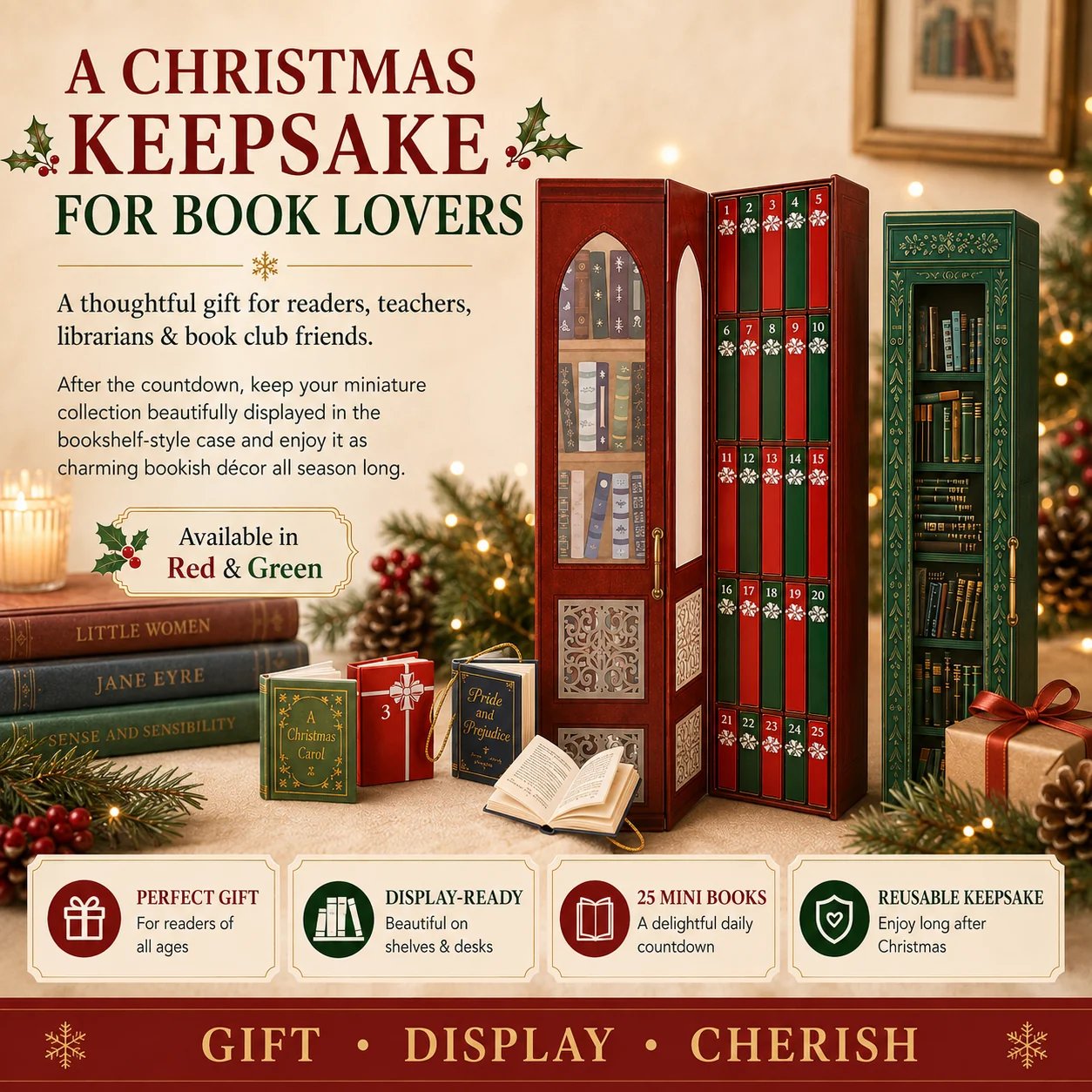 📚 25-Day Mini Book Advent Calendar – 🎁 ❤️ A Book Lover's Christmas Countdown(📦Buy 2 Free Shipping)
