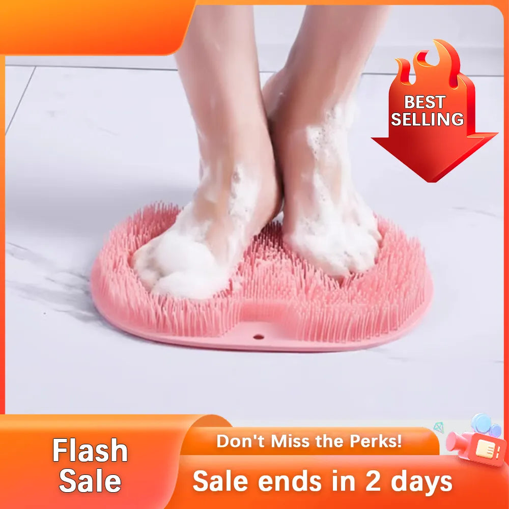 Silicone Shower Foot Scrubber Mat with Suction Grip for Exfoliating and Refreshing Feet – Blue 🧼💙