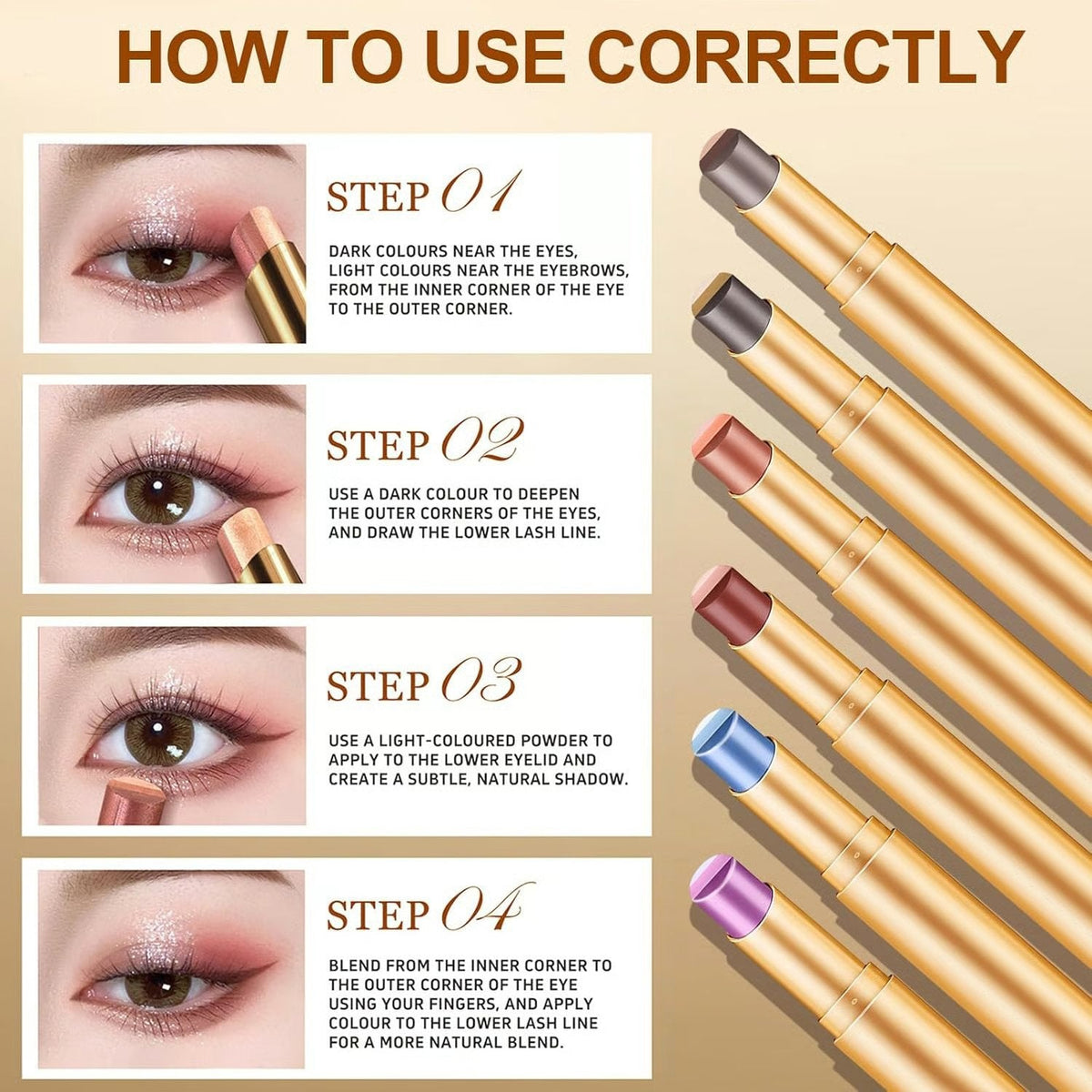 ✨Creamy 3-Color Eyeshadow Stick – Swipe, Blend & Go ✨