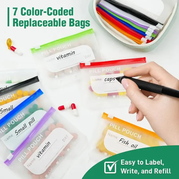 💊 A8 Waterproof Pill Organizer – Crush-Resistant 7–14 Day Storage Pouch