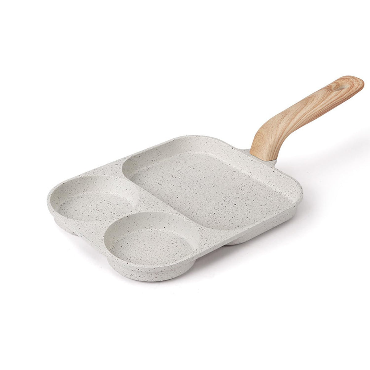 🔥Multifunctional 4 Holes Skillet With Handle Wooden Handle🍳