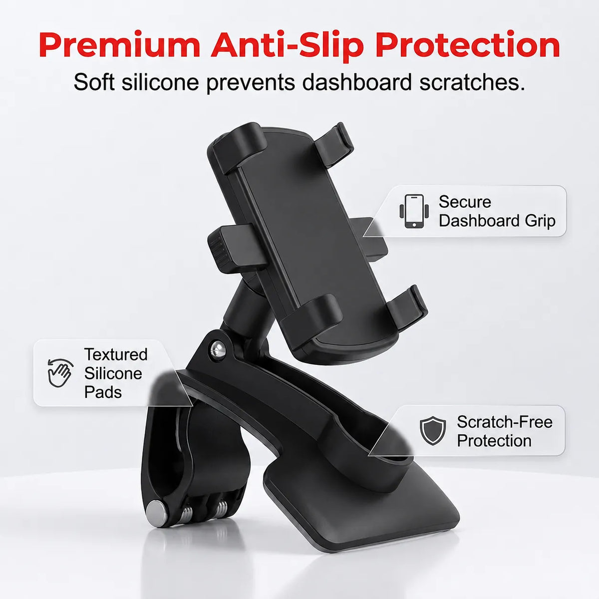 360° Swivel Dashboard Phone Holder 🚗 – Adjustable In-Car Mount | 1 Piece