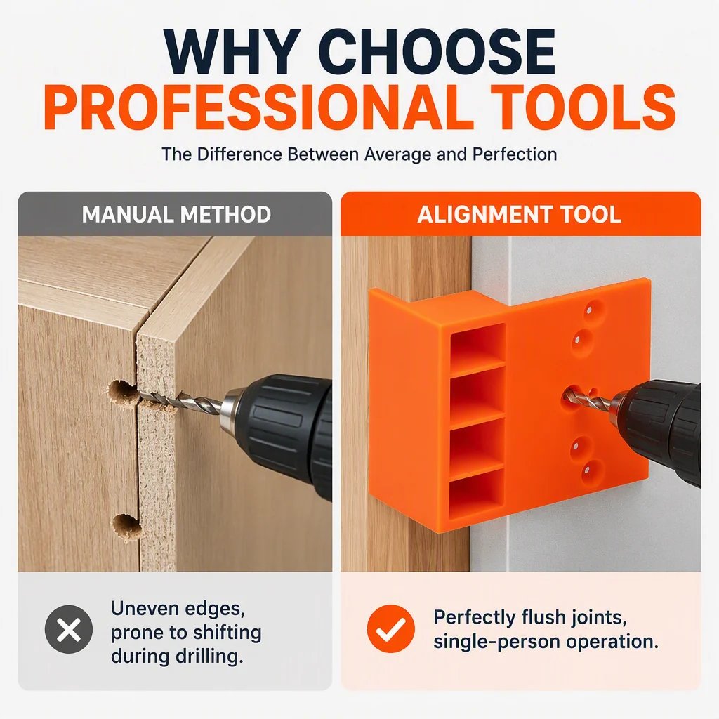 🎉📢BUY 1 GET 1 FREE !! ⏰Wardrobe Cabinet Side Filler Panel Installation Locator and Stepped Positioning Plate for Precise Hole Alignment