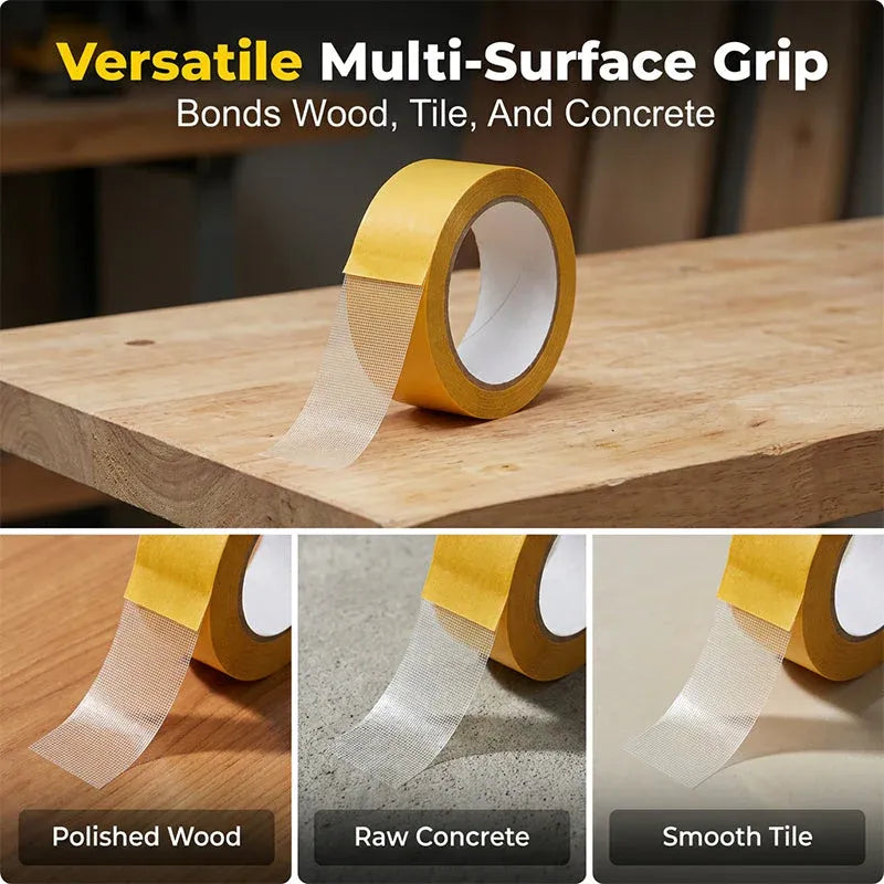 Heavy-Duty Double Sided Tape, Strong Adhesive, Waterproof & Removable, No Residue