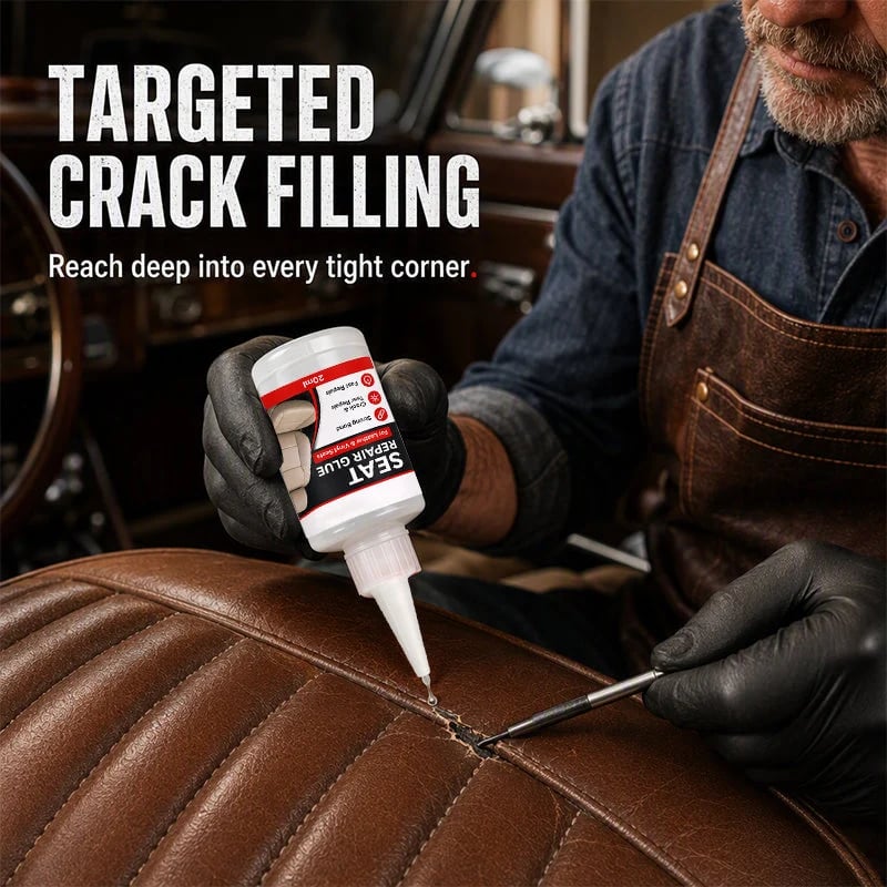 💯 Quick Dry Car Seat Leather Repair Glue‑ Precision Nozzle Vinyl & Leather Adhesive, Permanent Bond Repair Glue for Car Seats, Sofas & Leather Furnitures