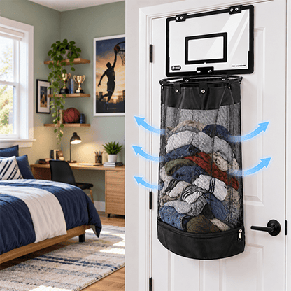 Over-Door Basketball Laundry Hamper 🏀 – Fun Bedroom Clothes Organizer