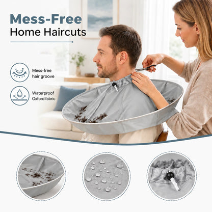 Haircutting Cape with Catcher ✂️ – Waterproof No-Mess Hair Trimming