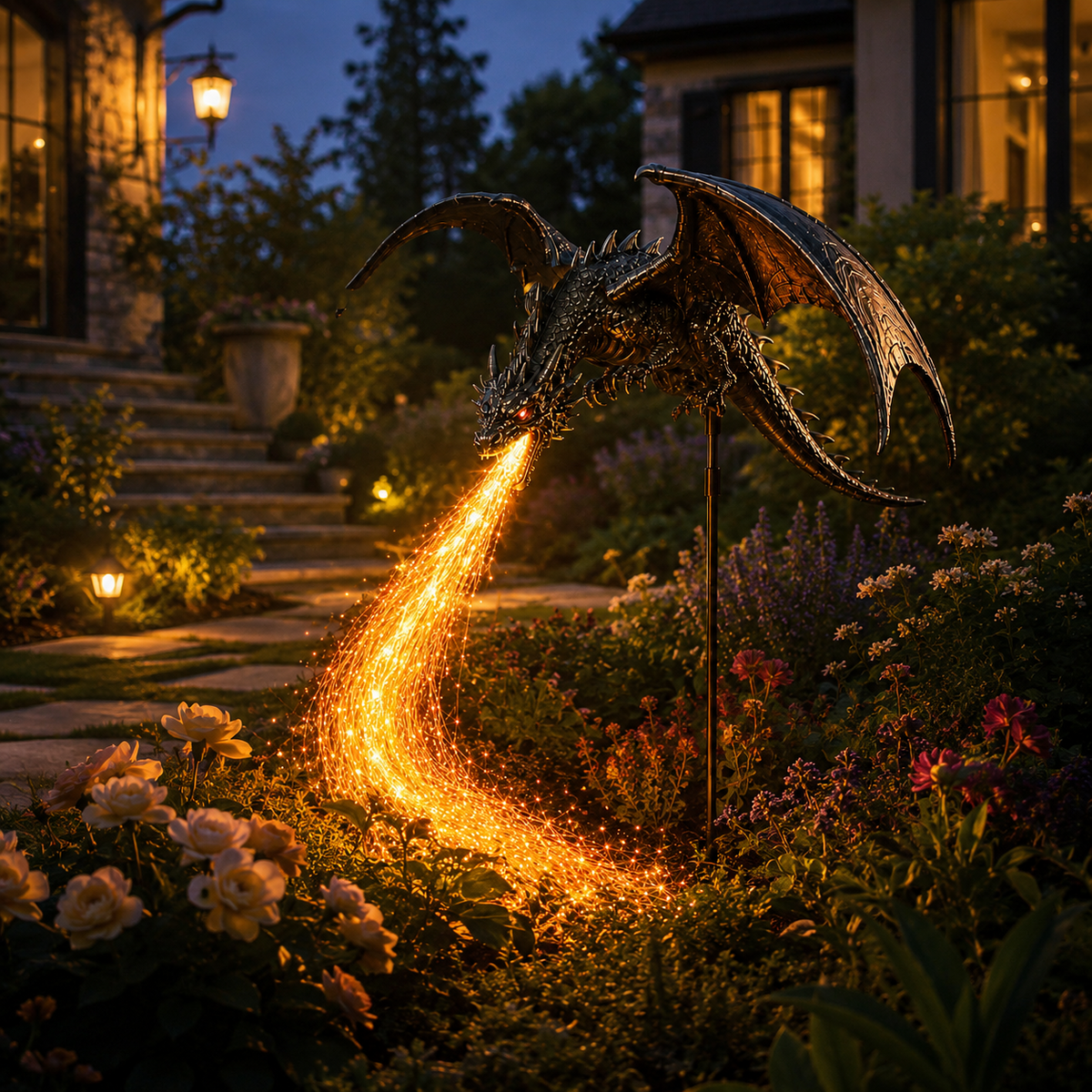 🐉 Dragon’s Ember Solar Garden Decor – Glowing Fantasy Outdoor Accent