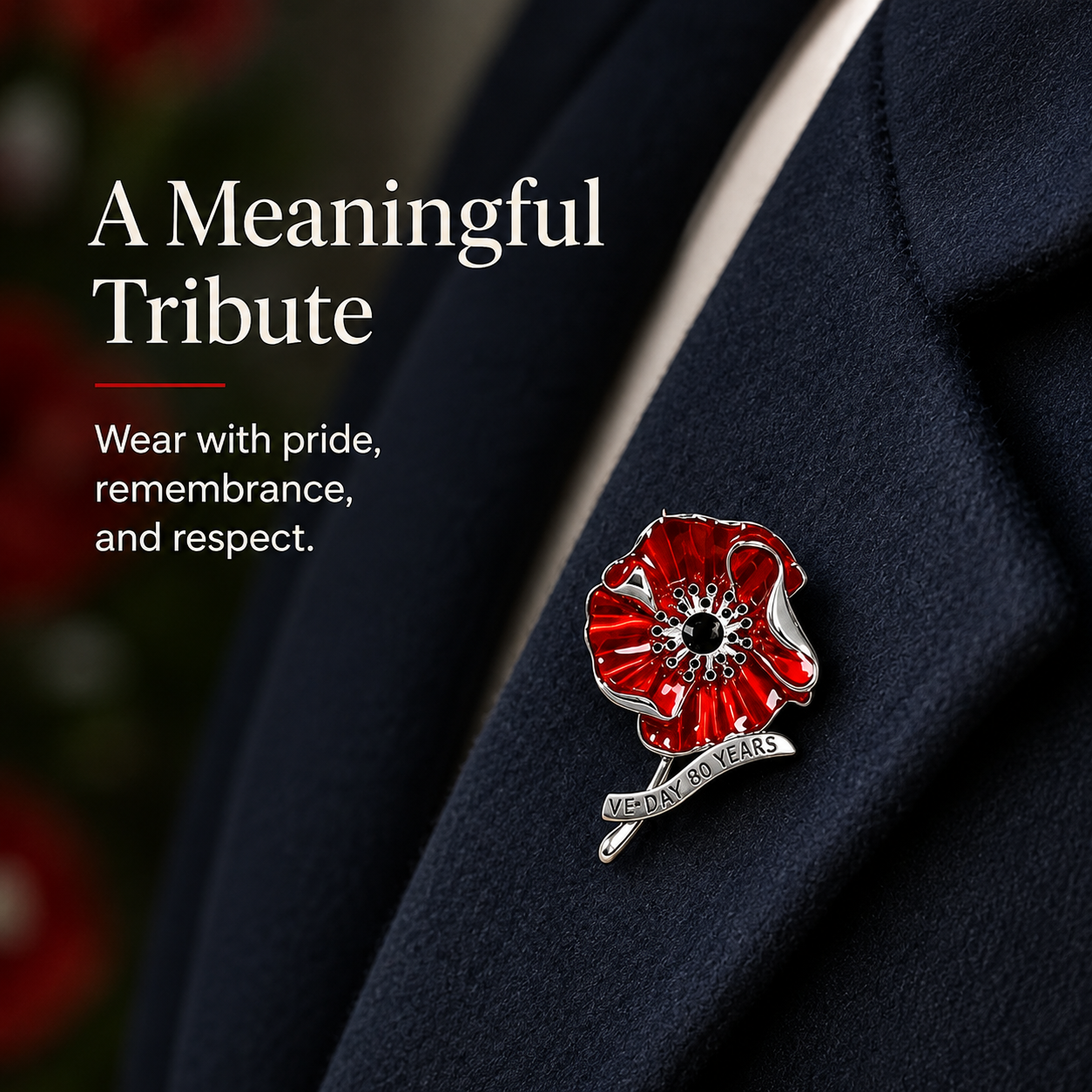 VE Day remembrance poppy brooch tribute