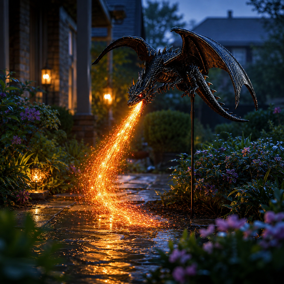🐉 Dragon’s Ember Solar Garden Decor – Glowing Fantasy Outdoor Accent