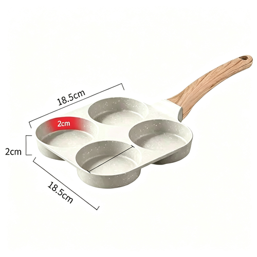 🔥Multifunctional 4 Holes Skillet With Handle Wooden Handle🍳
