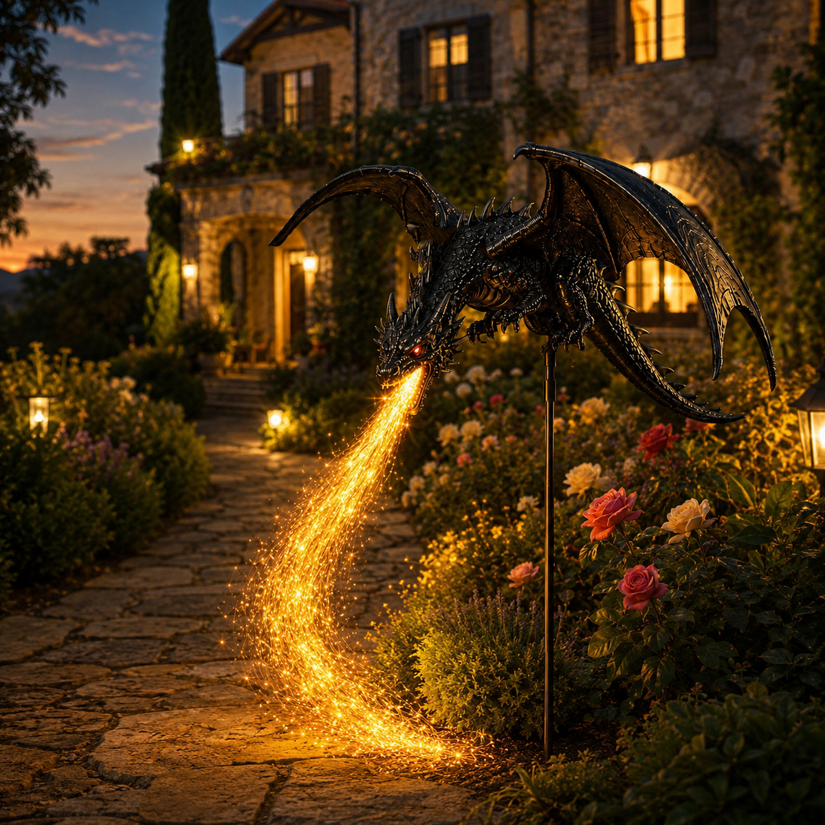 🐉 Dragon’s Ember Solar Garden Decor – Glowing Fantasy Outdoor Accent