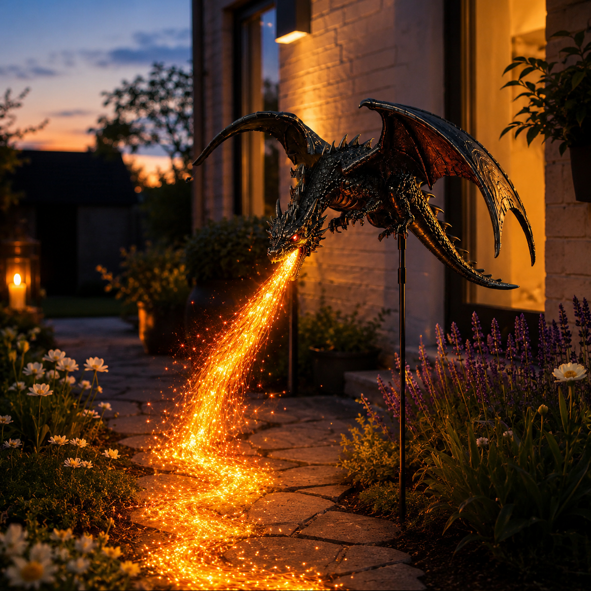 🐉 Dragon’s Ember Solar Garden Decor – Glowing Fantasy Outdoor Accent