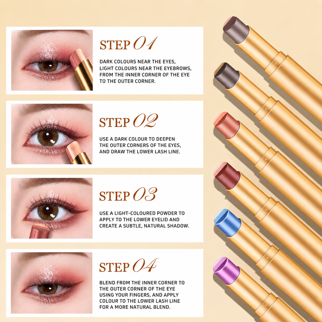 ✨3‑in‑1 Eyeshadow Stick | 3 Color Cream Shimmer Eye Makeup Stick