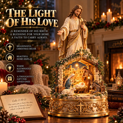 ✨ Jesus & Nativity Lighted Sculpture – Christian Christmas Decor