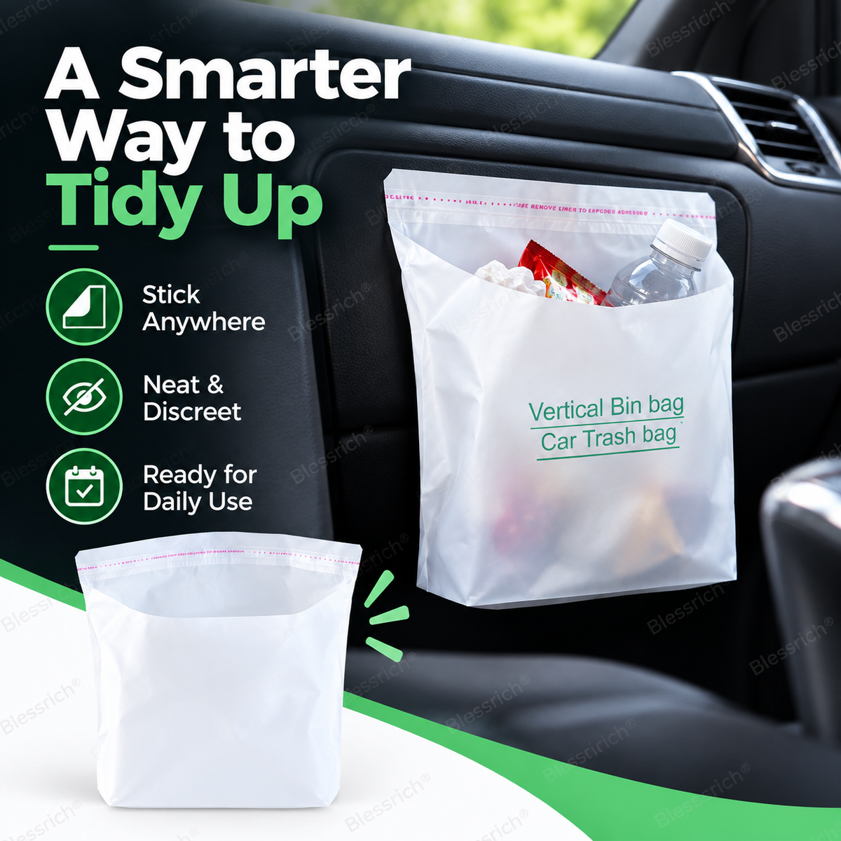 🥳2026 HOT SALE🥳💞50K+ SOLD!🚗Self-Adhesive Car Cleaning Bags – Stick anywhere, stand firm. Multi‑use for trash or storage. No mess, no marks. 🧹✨