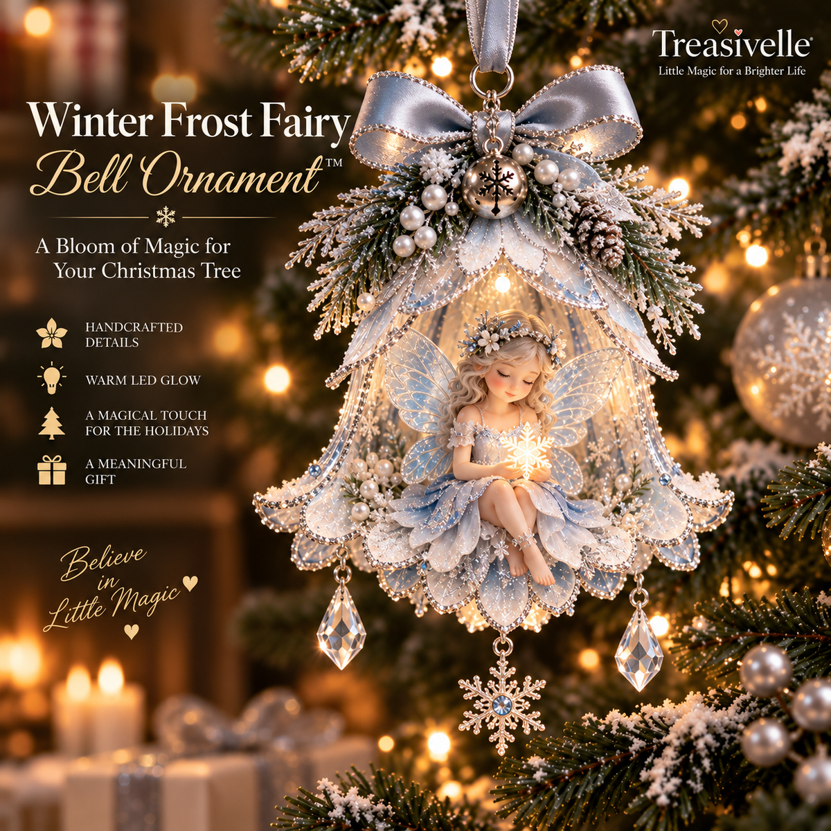 🧚‍♀️Christmas Fairy Bell Ornament ✨ – Delicate Woodland-Inspired Tree Decor