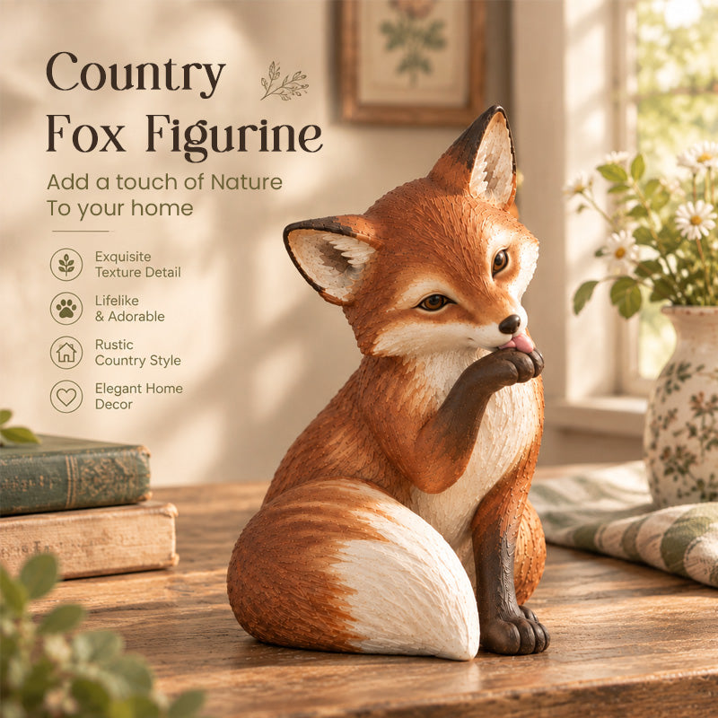 🦊 Charming Fox Figurines – Rustic Woodland Decor for Shelves & Cozy Spaces