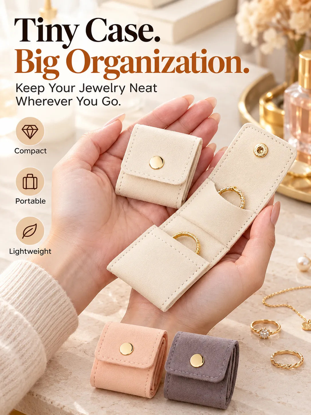 ✨ Foldable Travel Jewelry Case – Compact Organizer for Everyday Essentials
