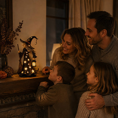 🌟🧙‍♀️ Sterrenlicht Heks Nachtlampje Beeldje | Halloween Heksenornament met Warme LED-verlichting 🎃
