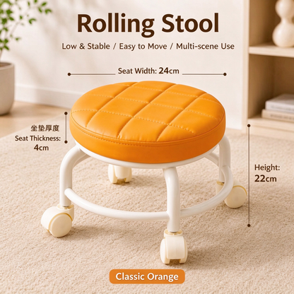Hamburger Stool | Rolling Wheeled Stool & Plush Burger Storage Ottoman, Cute Home Seat