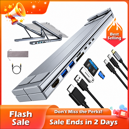 🏠💻 8-in-1 USB-C Laptop Stand Hub for a Clutter-Free Desk, Perfect Gift for Students and Professionals