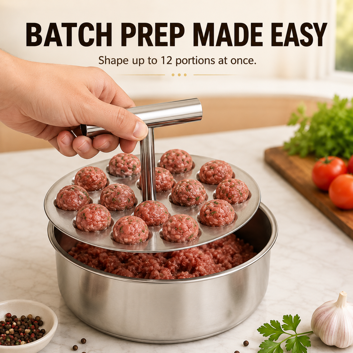 🍲 Easy-Press Meatball Maker – Stainless Steel 6/12-Hole Kitchen Tool