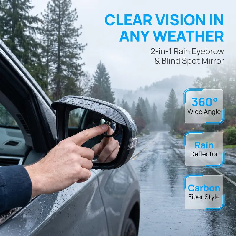 2-in-1 Mirror Rain Visor 🌧️ – 360° Blind Spot Mirrorv
