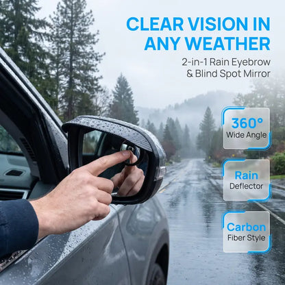 2-in-1 Mirror Rain Visor 🌧️ – 360° Blind Spot Mirrorv