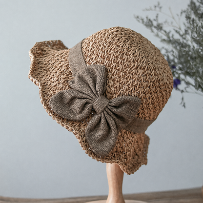 🔥HOT Sale🔥👒Elegant Woven Straw Sun Hat with Bow 🌞