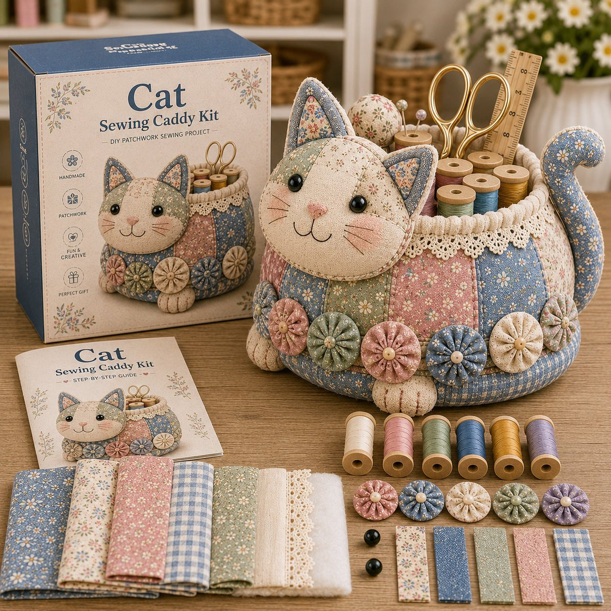 🧵 DIY Patchwork Animal Sewing Caddy Kit