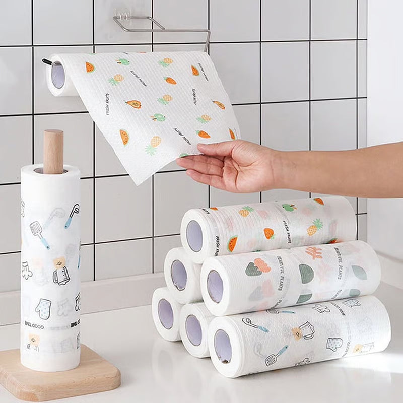 🧽 50-Count Reusable Cleaning Cloth Roll – Handy Household Wipes