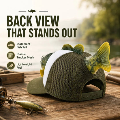 💯Funny 3D Bass Fish Trucker Hat – Unique Gift for Dads & Fishing Lovers