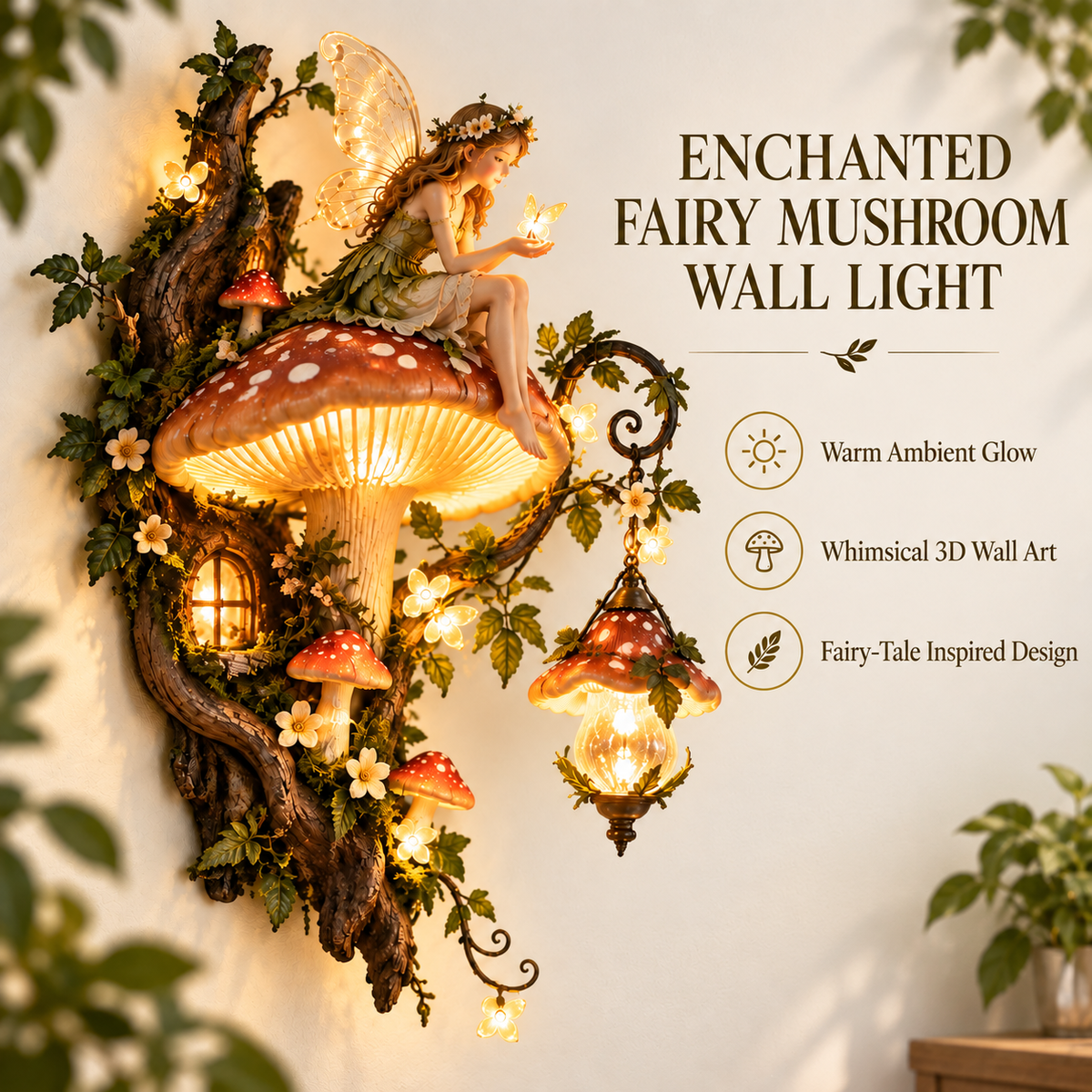 ⏰ Limited Stock 50% OFF 🍄 Fairywood Mushroom Wall Light – Cozy Woodland Glow