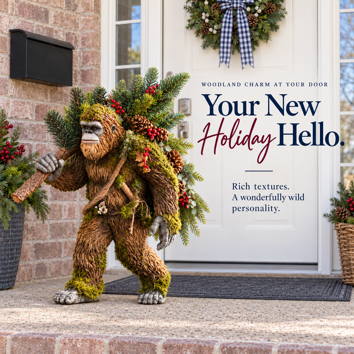 🎄 Woodland Sasquatch – Lighted Christmas Porch Decor