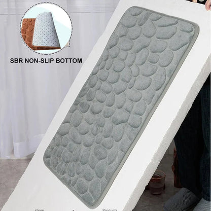 🛁 Cobblestone-Textured Bath Mat – Soft Bathroom Rug, Gray 40×60cm