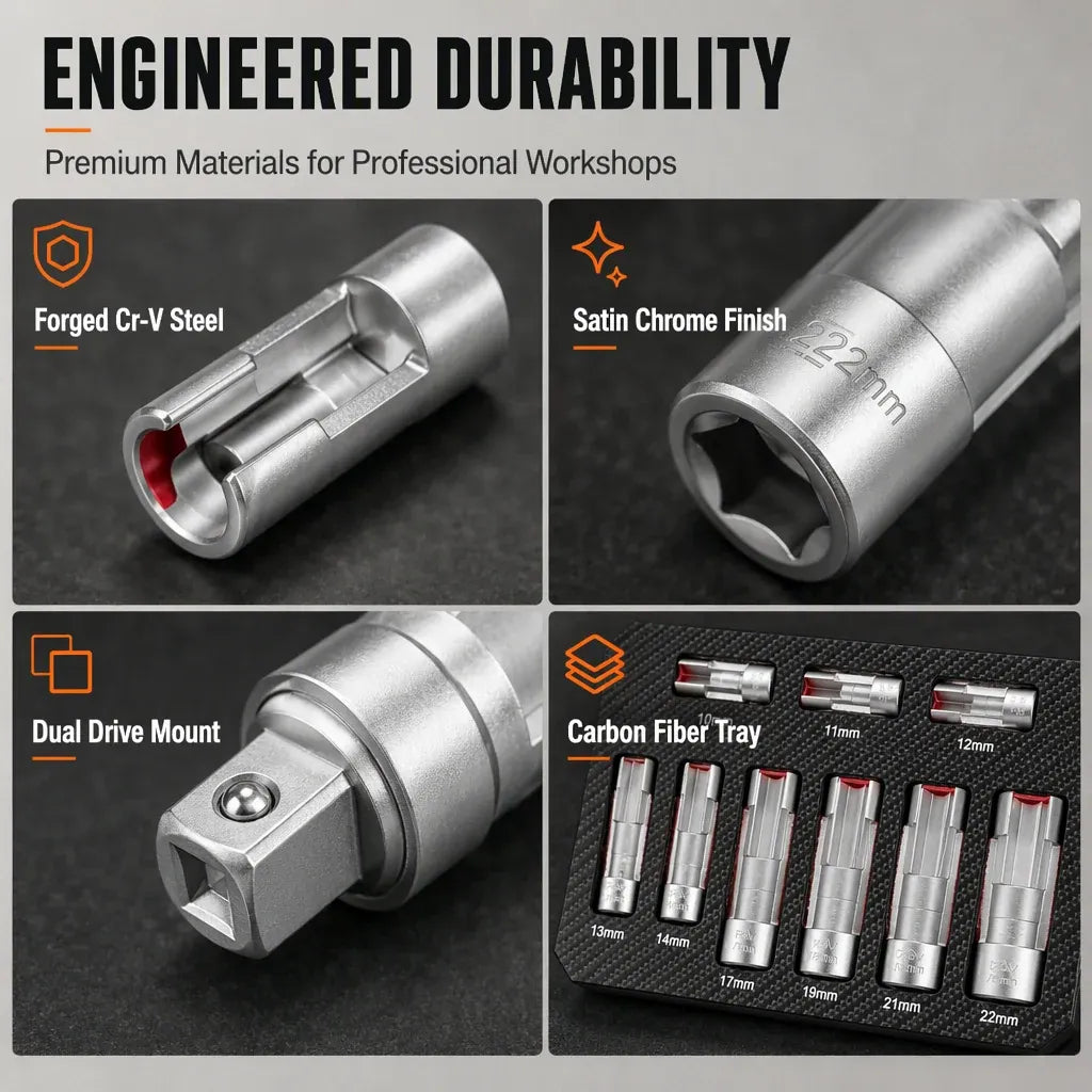9-Piece Slotted Flare Nut Socket Set 🔩 – 10–22mm with Case