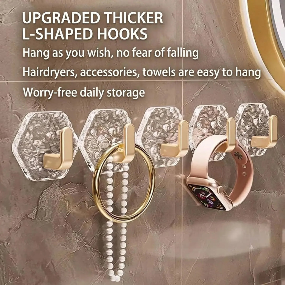 🔥✨10 Pack Hexagonal Ripple Heavy Duty Hooks for Bathroom, Kitchen & Household Organization
