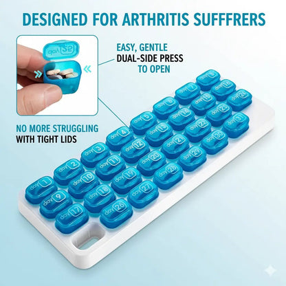 31-Day Pill Organizer 💊 – Easy-Open Removable Pods with Travel Case