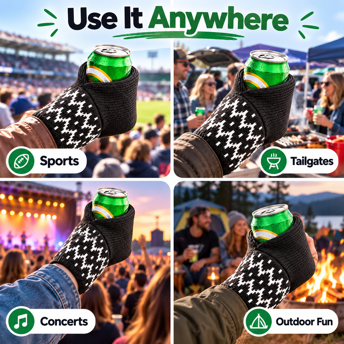 Game-Day Knit Can Cozy 🥤 – Hands-Free Wearable Drink Holder