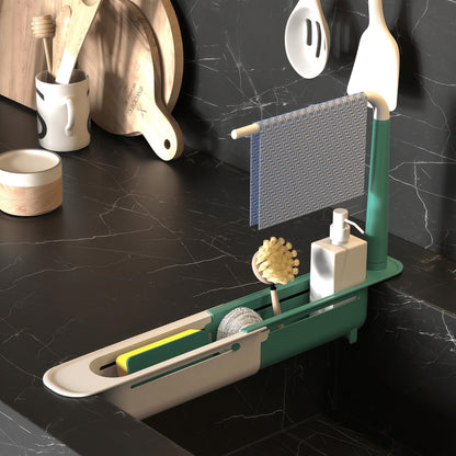 ✨🧽 Telescopic Sink Storage Rack – Adjustable Space-Saving Organizer for a Cleaner Sink