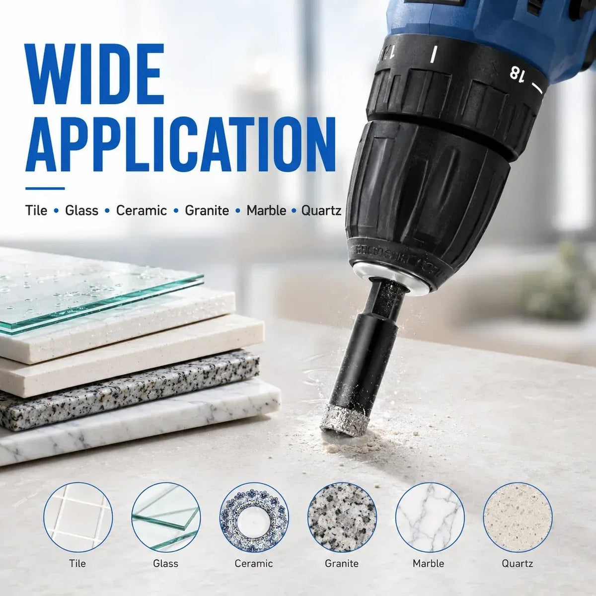 💎 6-Piece Diamond Drill Bit Set – For Tile, Glass & Stone
